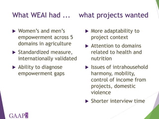 Using the project-level Women's Empowerment in Agriculture Index (pro-WEAI) for nutrition sensitive programming