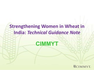 Strengthening Women in Wheat in
India: Technical Guidance Note
CIMMYT
 