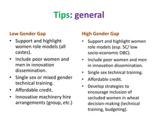Strengthening women in wheat in India: Technical Guidance Note