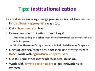 Strengthening women in wheat in India: Technical Guidance Note