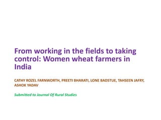 Strengthening women in wheat in India: Technical Guidance Note