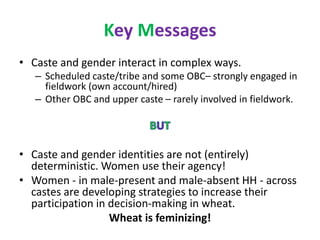 Strengthening women in wheat in India: Technical Guidance Note