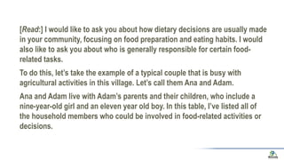 Using vignettes to explore gender dimensions of household food security and nutrition