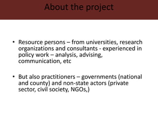 Capacity development for a policy network in Kenya