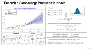 Ensemble Forecasting: Prediction Intervals
38
(Source)
Watch out for Prediction Intervals!!!
For non-Gaussian distributions, the ratio will not be 1.96.
Compute it on the dataset - unless it is a Cauchy or Power-Law
distribution. Then all bets are off - unless we use Monte-Carlo.
All model predictions in ensemble are mutually independent
 