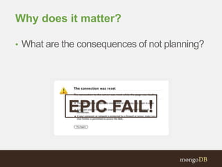 • What are the consequences of not planning?
Why does it matter?
 