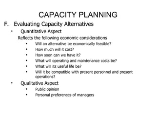 Process selection and capacity planning | PPT