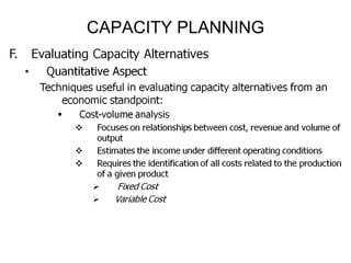 Process selection and capacity planning | PPT