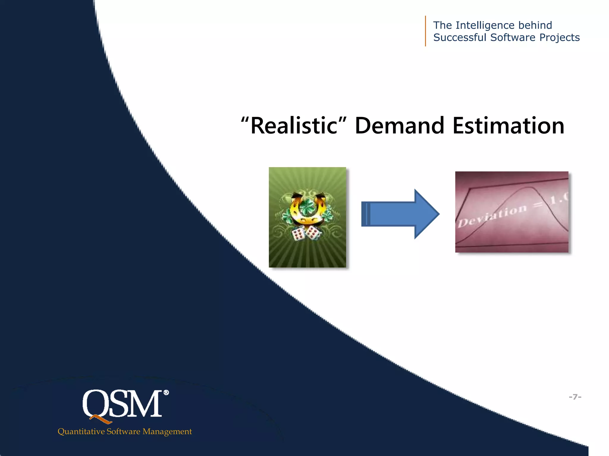 The Intelligence behind
Successful Software Projects
Quantitative Software Management
Executive
Summary
“Realistic” Demand Estimation
-7-
 