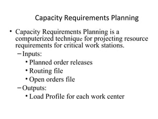 Capacity requirement planning sure 12mt07ind019 | PPT