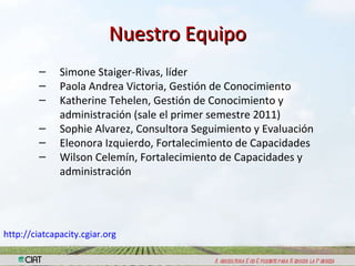 Fortalecimiento de Capacidades y Gestión del ConocimientoLogros 2010 – Planes 2011