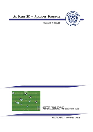 @l N[sr SC – @][^_my Foot[ll
                   Un^_r-15 / 2012/13




                  @DOPTED “MODEL OF PL@Y”
                  INDIVIDU@L, SECTORI@L @ND COLLECTIVE T@SKS




                            R[úl Oliv_ir[ – Foot[ll Co[]h
 