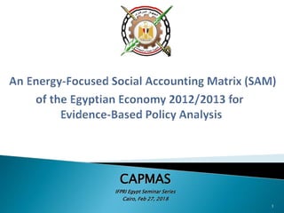 CAPMAS
IFPRI Egypt Seminar Series
Cairo, Feb 27, 2018
1
 