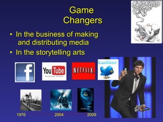 Game  Changers In the business of making  and distributing media In the storytelling arts 1976 2004 2009 
