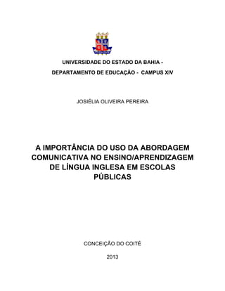 Monografia de Josiélia Oliveira Pereira