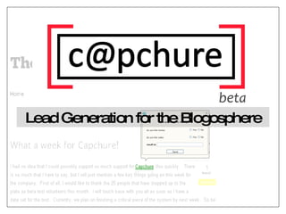 Lead Generation for the Blogosphere 
