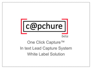 One Click Capture™ In text Lead Capture System White Label Solution 