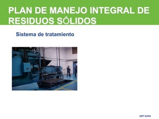 ARP SURA
PLAN DE MANEJO INTEGRAL DE
RESIDUOS SÓLIDOS
Sistema de tratamiento
 