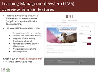 A brief overview of cross-cutting capacity development at ILRI