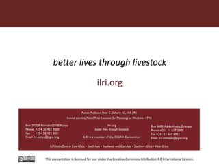 A brief overview of cross-cutting capacity development at ILRI