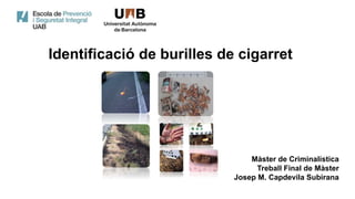 Màster de Criminalística
Treball Final de Màster
Josep M. Capdevila Subirana
Identificació de burilles de cigarret
 