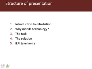 Capacity development through mobile technology: Lessons from ILRI’s mNutrition  