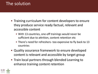 Capacity development through mobile technology: Lessons from ILRI’s mNutrition  