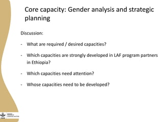 Gender capacity assessment and development in the Livestock and Fish research program