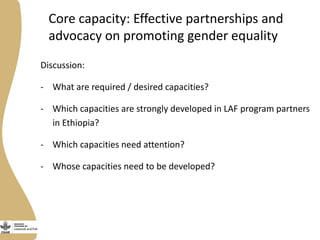 Gender capacity assessment and development in the Livestock and Fish research program