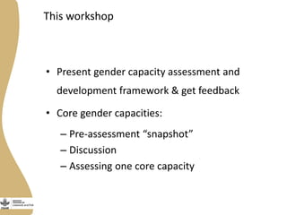 Gender capacity assessment and development in the Livestock and Fish research program