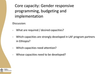 Gender capacity assessment and development in the Livestock and Fish research program