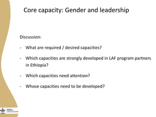 Gender capacity assessment and development in the Livestock and Fish research program