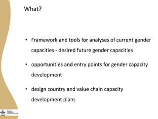 Gender capacity assessment and development in the Livestock and Fish research program