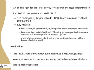 Developing and implementing an effective and efficient gender capacity development strategy for partners