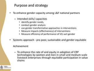 Developing and implementing an effective and efficient gender capacity development strategy for partners