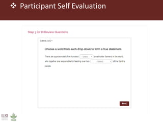 Instructional design at ILRI: Working with the Feed Assessment Tool (FEAST)