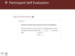 Instructional design at ILRI: Working with the Feed Assessment Tool (FEAST)