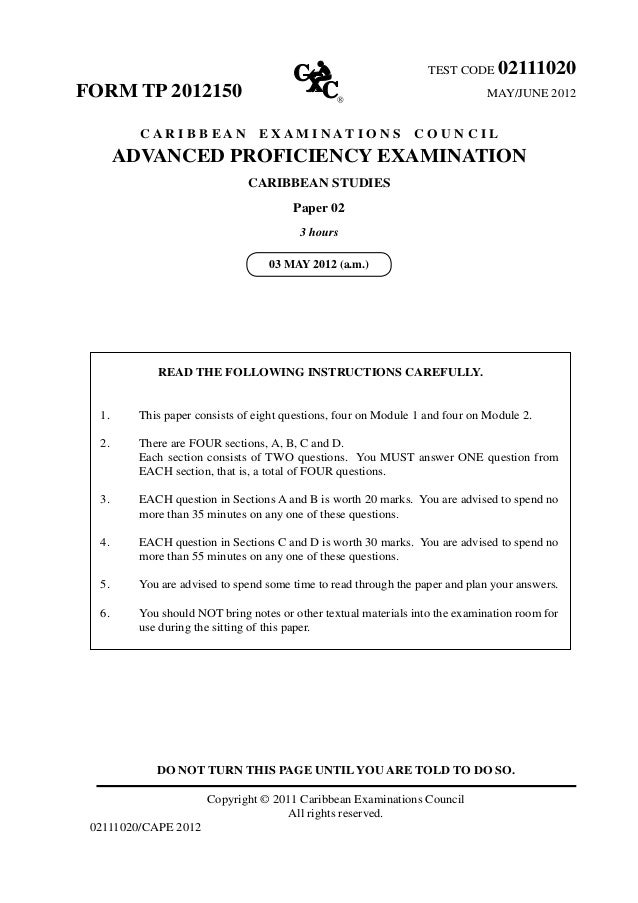 Caribbean studies paper 2 answers picture