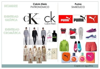 Calvin Klein
PATRONÓMICO
Puma
SIMBÓLICO
Capecce agustina
 
