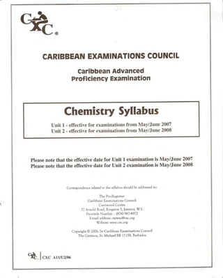 Cape chemistry syllabus - Complete