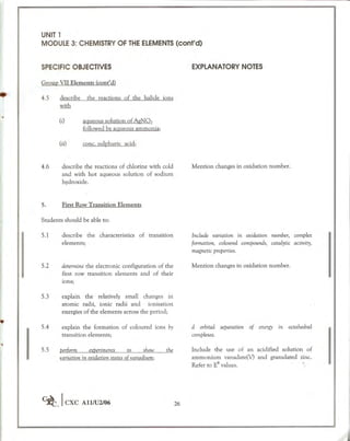 Cape chemistry syllabus - Complete