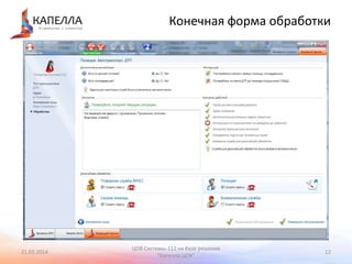Конечная форма обработки

21.02.2014

ЦОВ Системы-112 на базе решения
"Капелла.ЦОК"

12

 