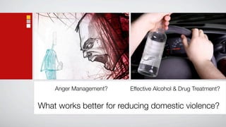 Anger Management?   Effective Alcohol & Drug Treatment?


What works better for reducing domestic violence?
 
