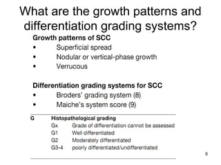 6
What are the growth patterns and
differentiation grading systems?
 