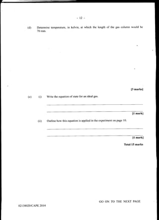 Cape physics unit 1 - paper 2 - 2014 | PDF