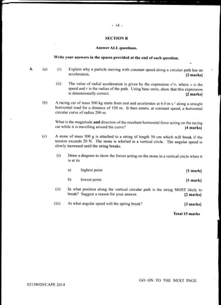 Cape physics unit 1 - paper 2 - 2014 | PDF