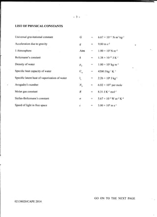 Cape physics unit 1 - paper 2 - 2014 | PDF