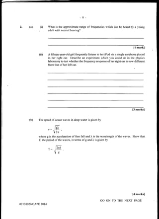 Cape physics unit 1 - paper 2 - 2014 | PDF