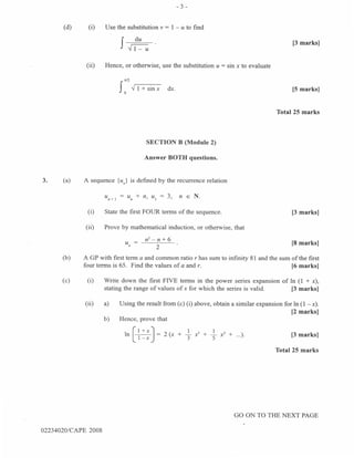 Cape pure math 2008 unit 2 paper 2 | PDF
