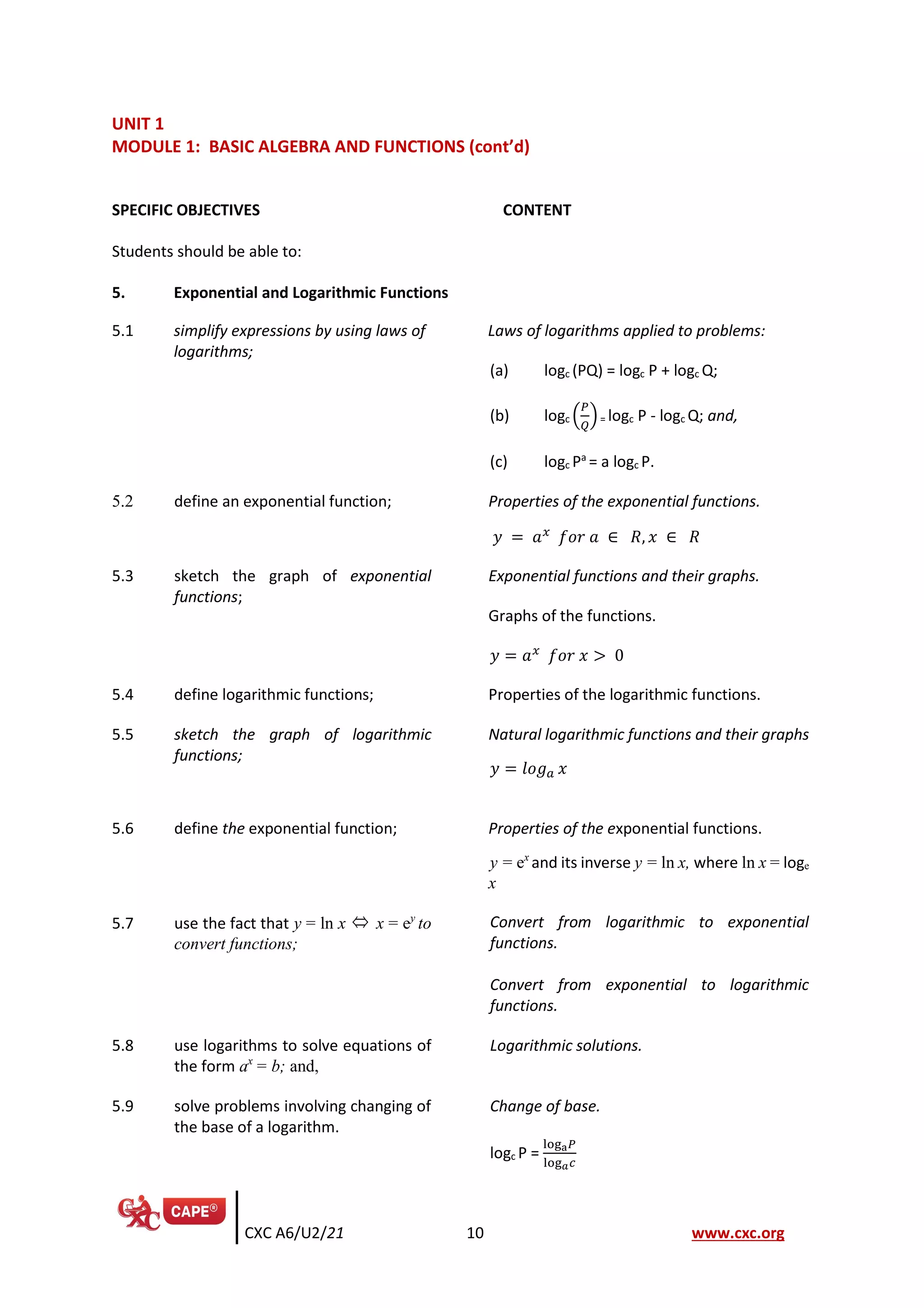 Cape pure mathematics new syllabus specimen papers pdf